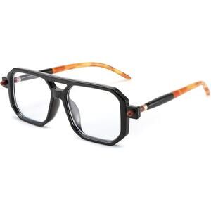 Feisedy Womens Black Vintage Square Blue Light Blocking +2.5 Reading Glasses